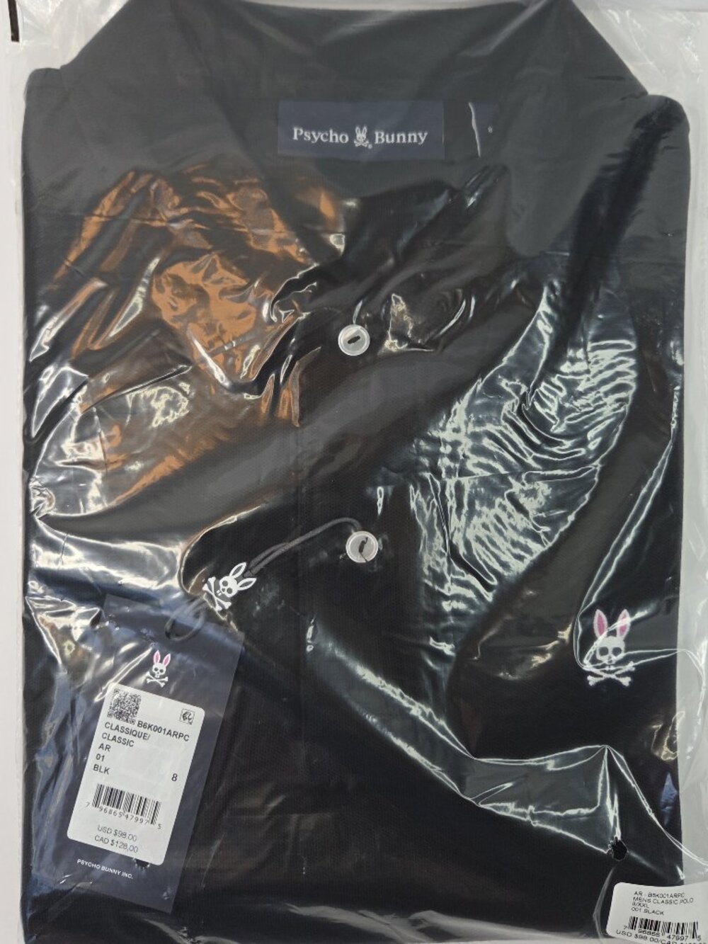 Psycho Bunny Classic Pique Polo in Black | Men's Size 8/XXL Pima Cotton